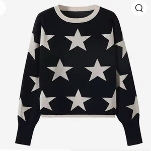 Black and White Star Pattern Sweater